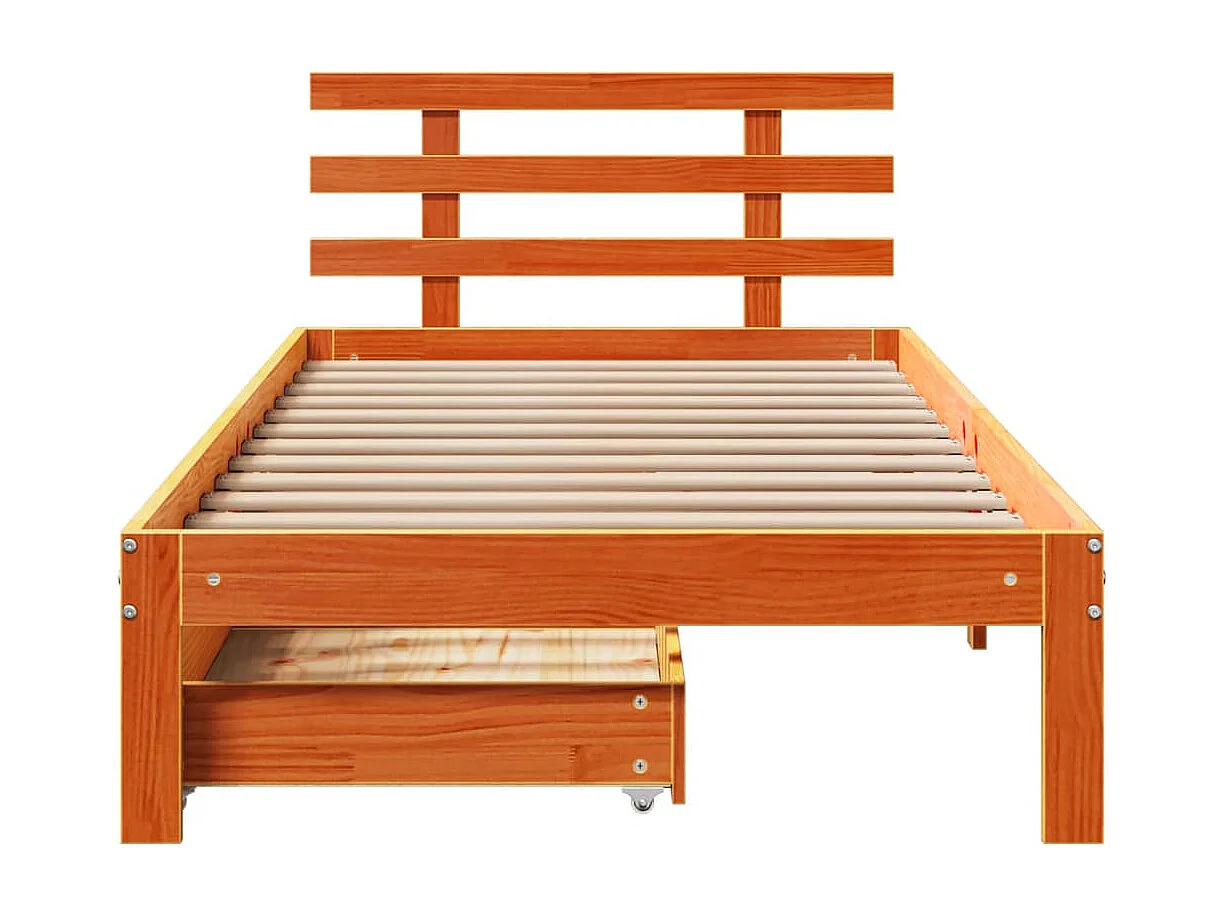 Giroletto Cassetti Marrone Cera 100x200 cm Legno Massello Pino