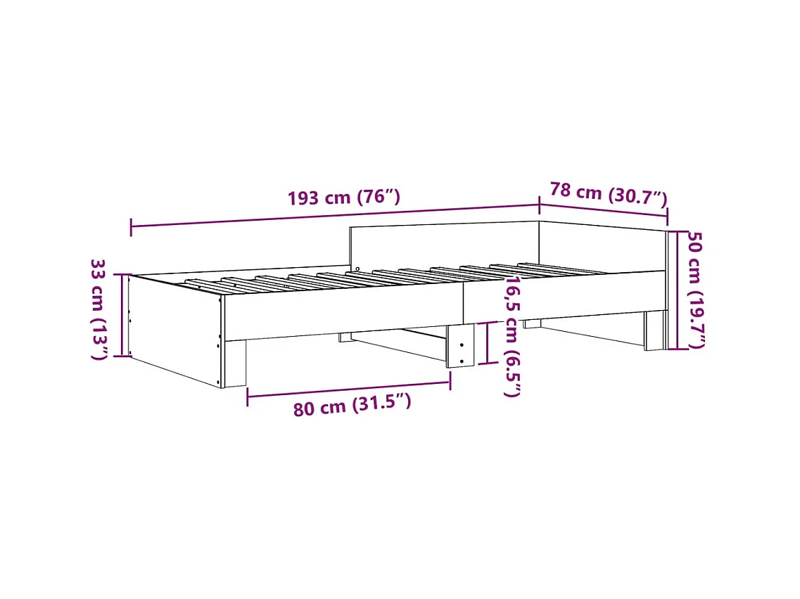 Cadre de lit sans matelas sonoma gris 75x190 cm