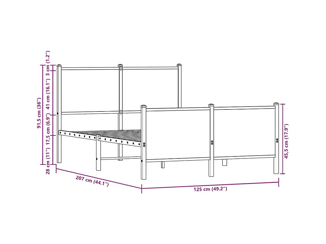 Cadre de lit sans matelas sonoma gris 75x190 cm