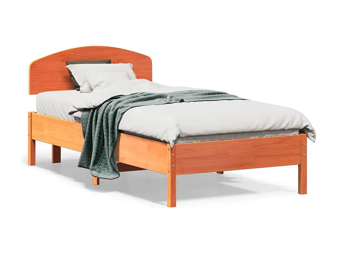 Cadre de lit sans matelas cire marron 75x190 cm bois pin massif