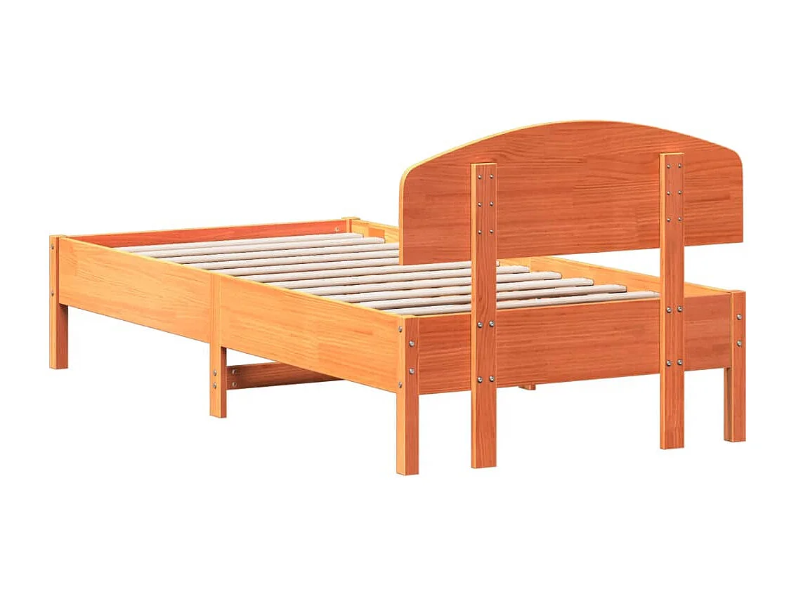 Cadre de lit sans matelas cire marron 75x190 cm bois pin massif