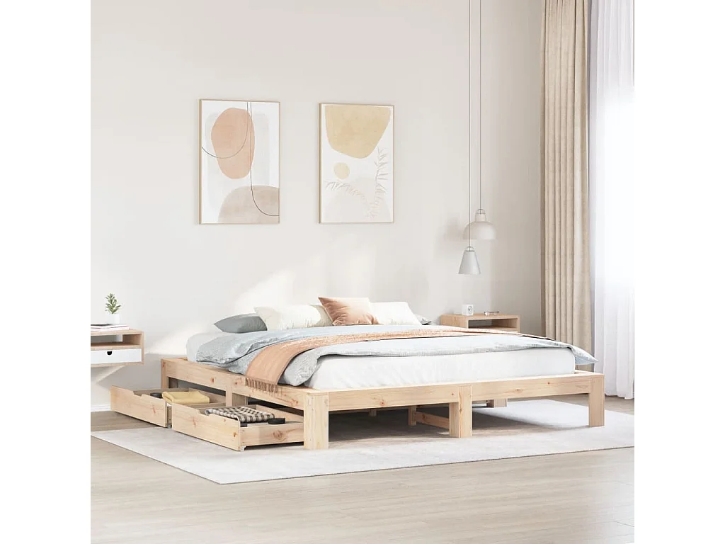 Cadre de lit sans matelas 180x200 cm bois massif de pin
