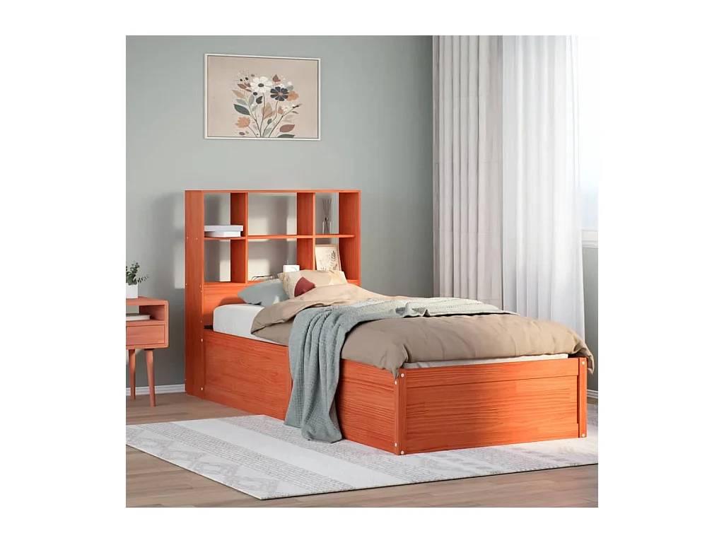 Cadre de lit sans matelas cire marron 75x190 cm bois pin massif