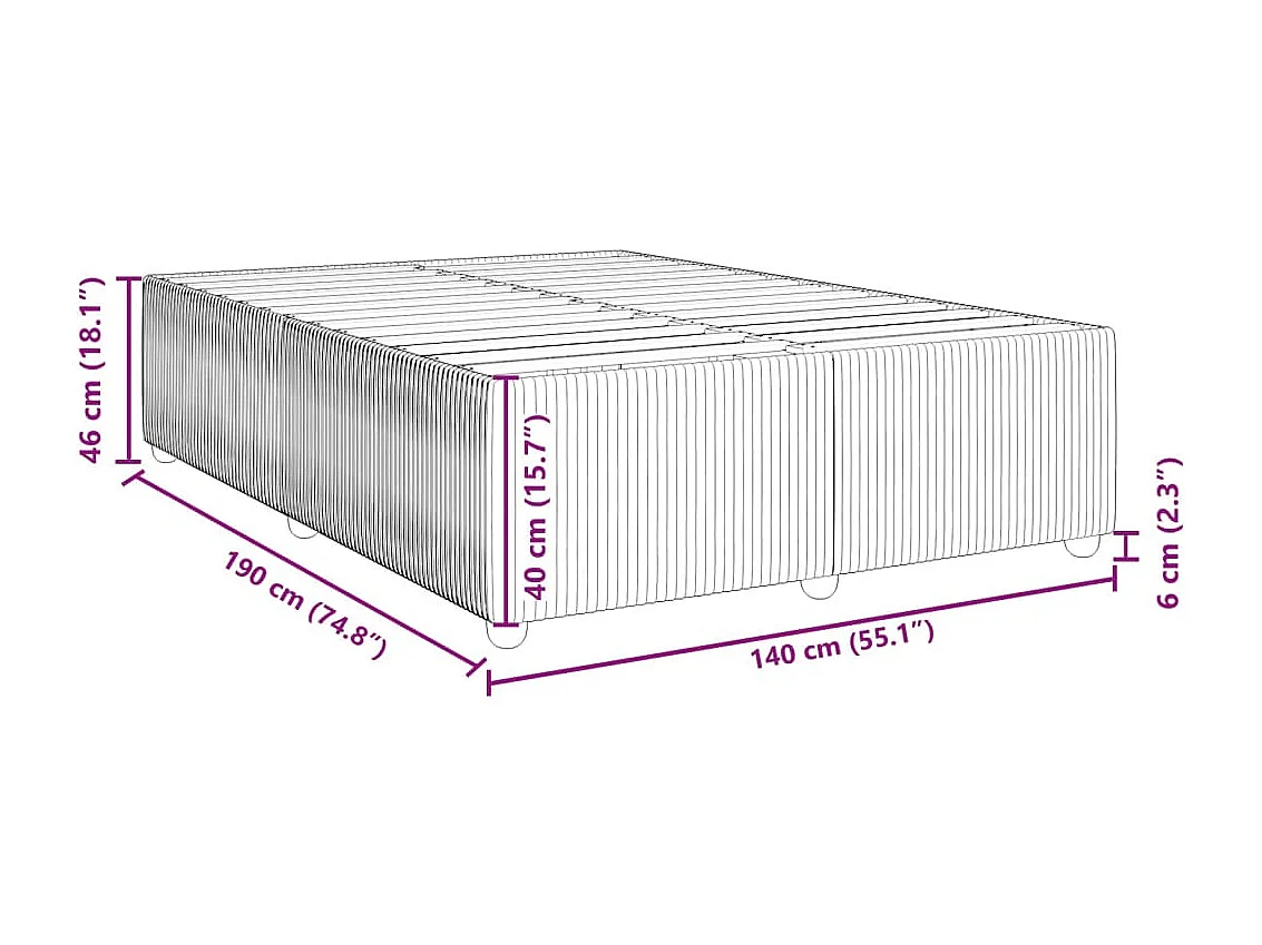 Cadre de lit sans matelas taupe 140x190 cm tissu