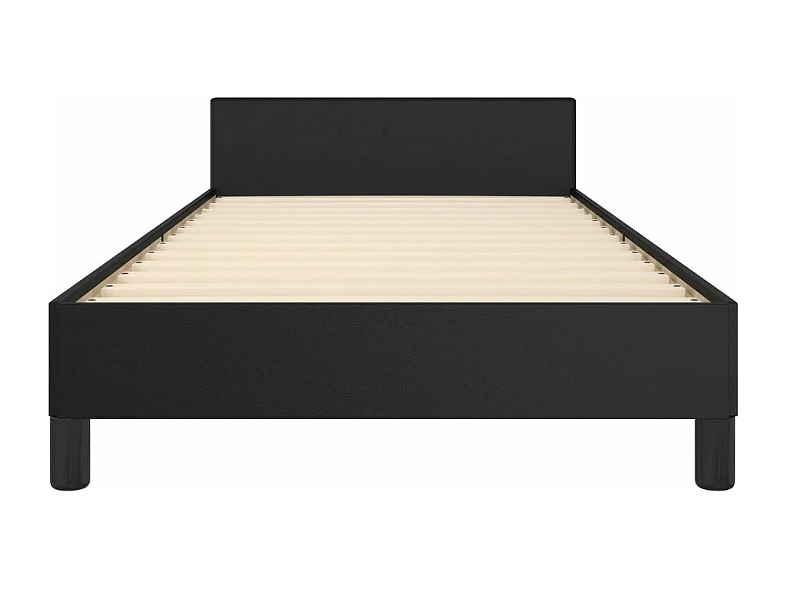 Estructura de cama sin colchón cuero sintético negro 100x200 cm