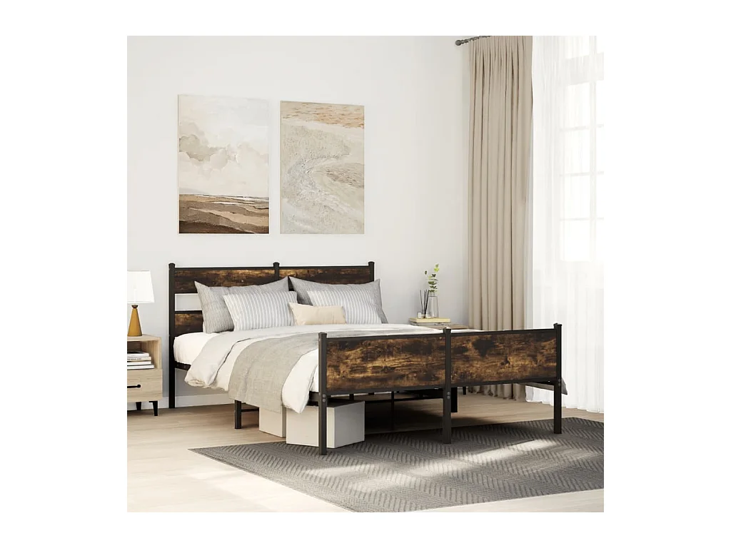 Bedframe zonder matras hout gerookt eikenkleurig 140x190 cm