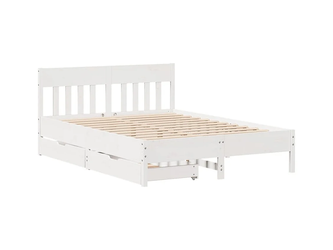 Bedframe zonder matras massief grenenhout wit 140x200 cm