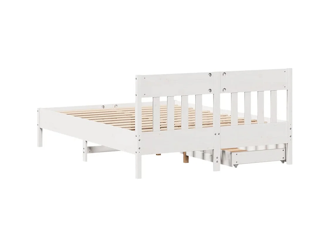 Bedframe zonder matras massief grenenhout wit 140x200 cm