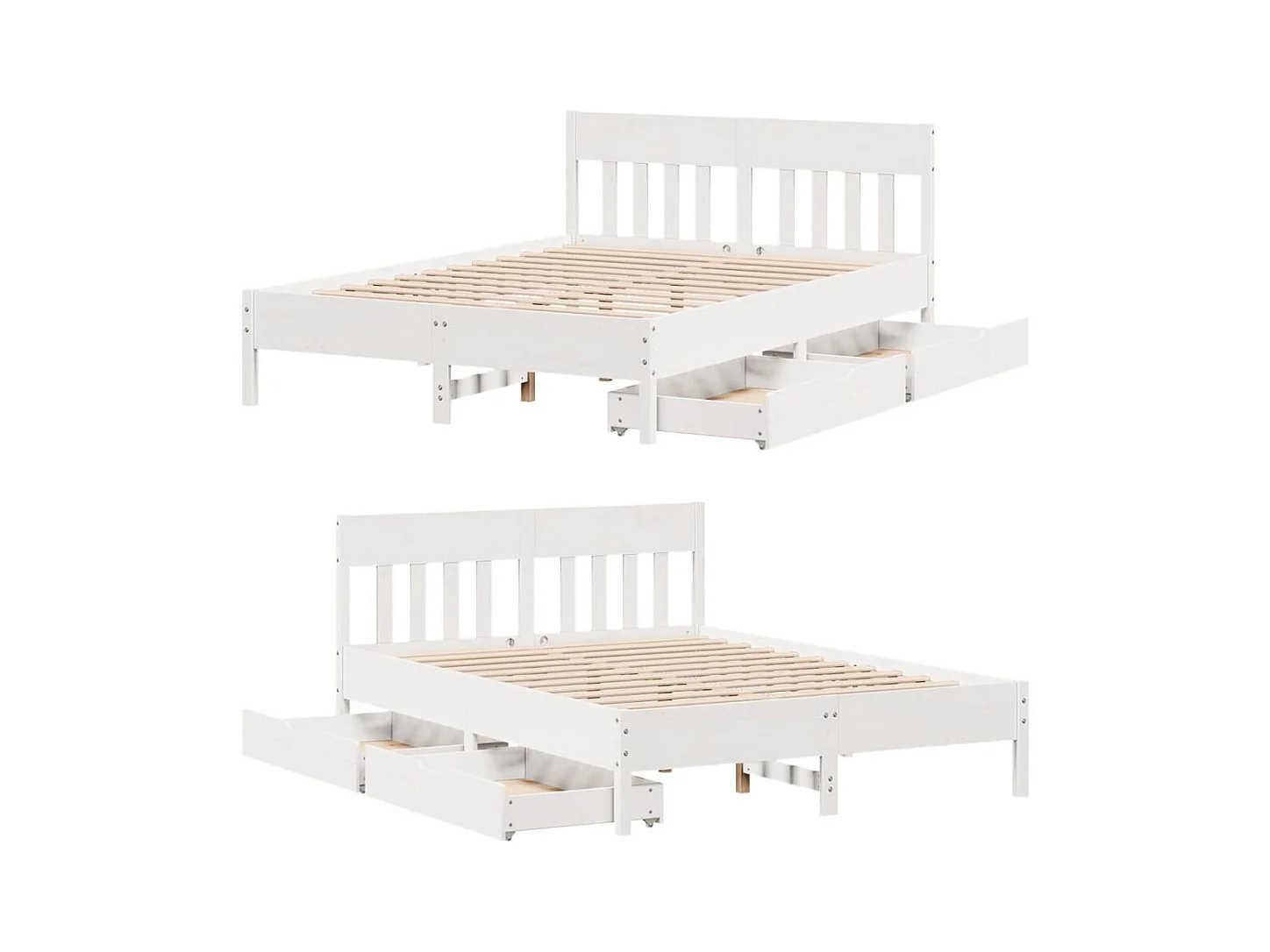 Bedframe zonder matras massief grenenhout wit 140x200 cm