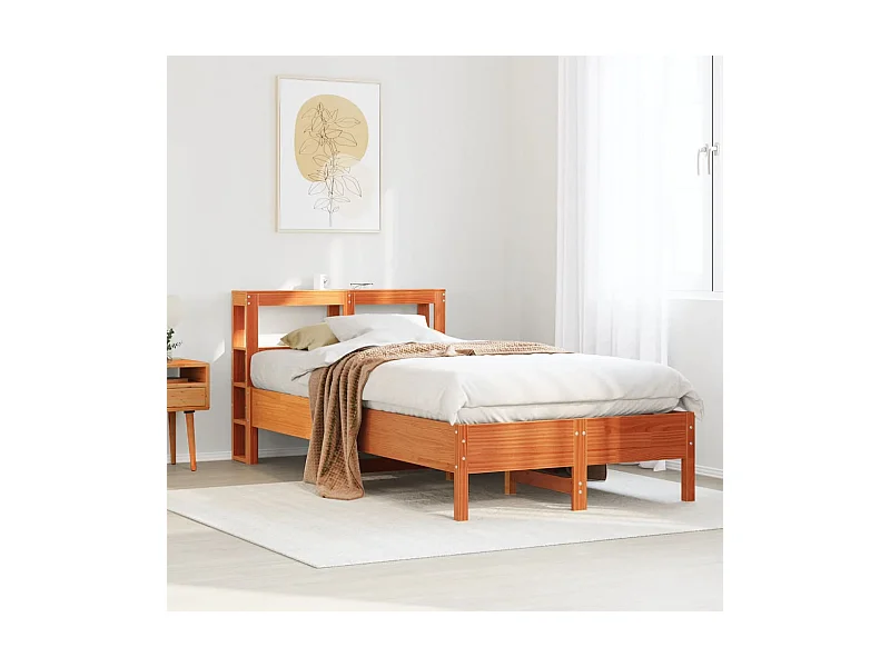 Cadre de lit sans matelas cire marron 100x200cm bois pin massif
