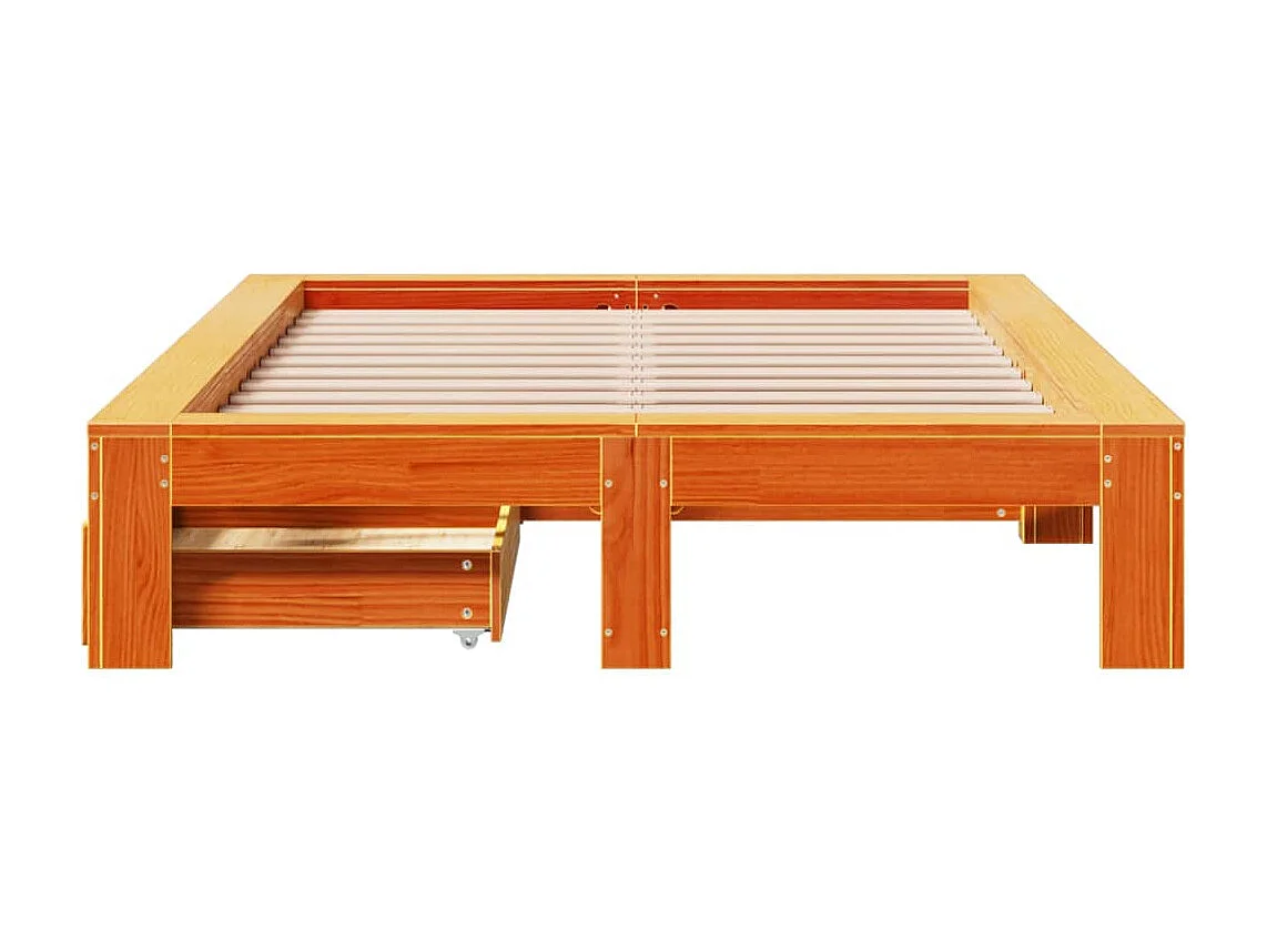 Cadre de lit sans matelas cire marron 120x200cm bois pin massif