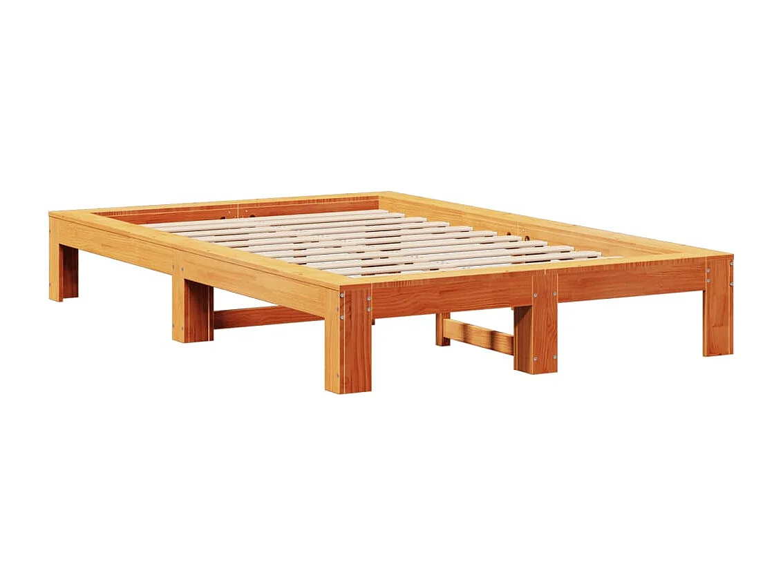 Cadre de lit sans matelas cire marron 120x200cm bois pin massif