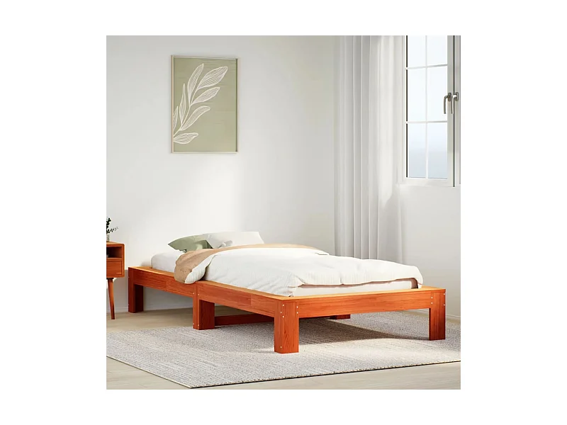 Letto senza Materasso Marrone Cera 90x190 cm in Legno di Pino
