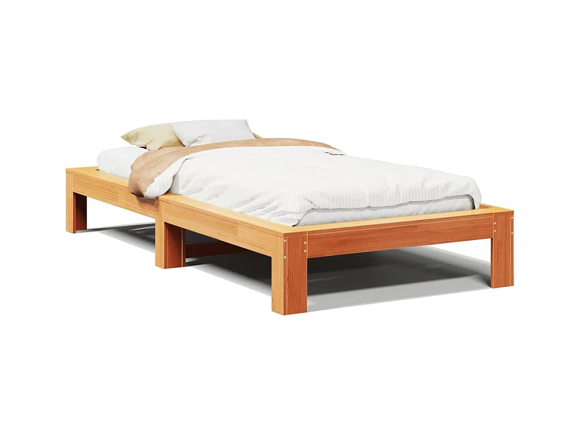 Letto senza Materasso Marrone Cera 90x190 cm in Legno di Pino