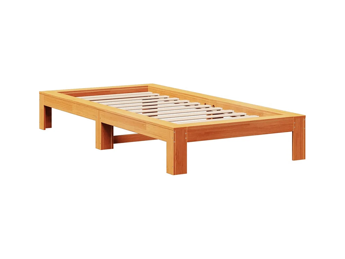 Letto senza Materasso Marrone Cera 90x190 cm in Legno di Pino