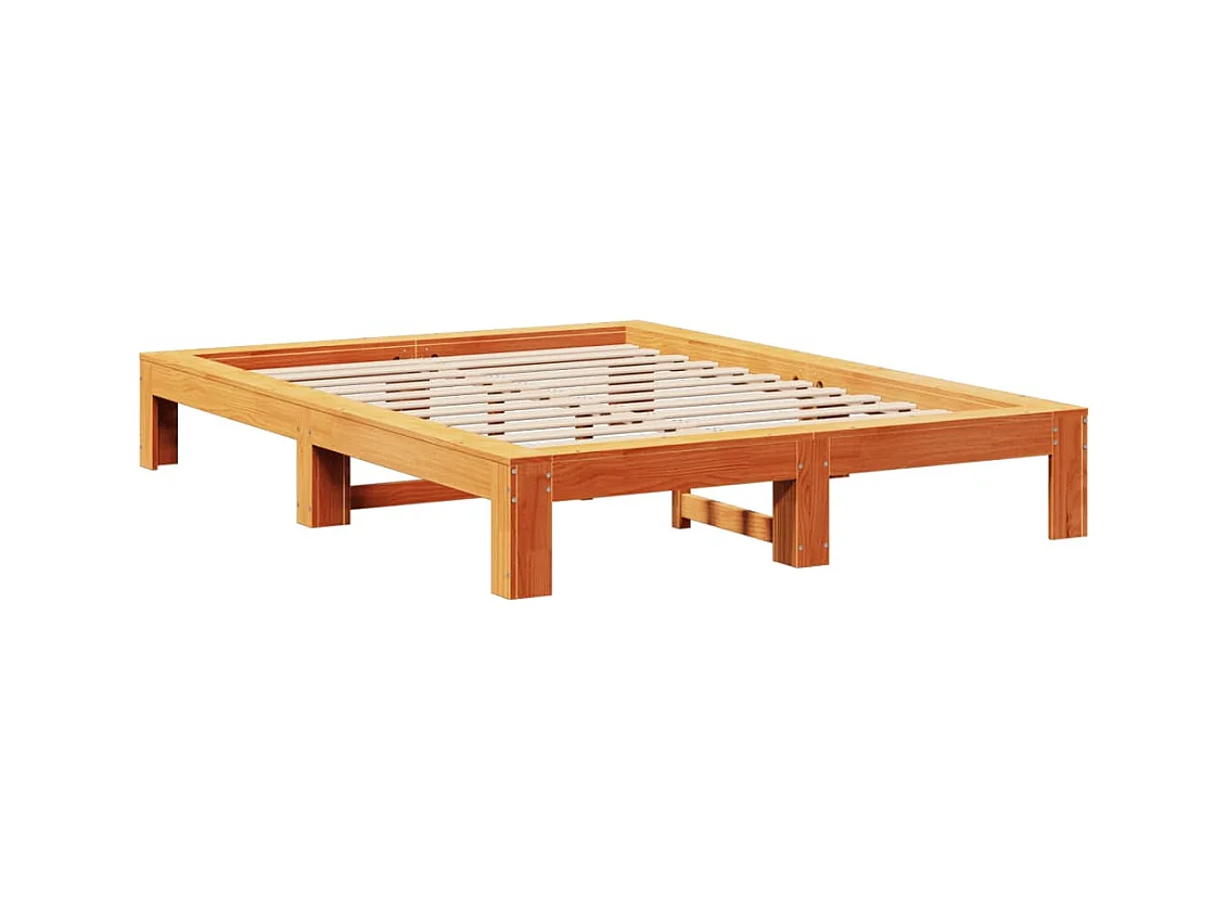 Cadre de lit sans matelas cire marron 160x200cm bois pin massif