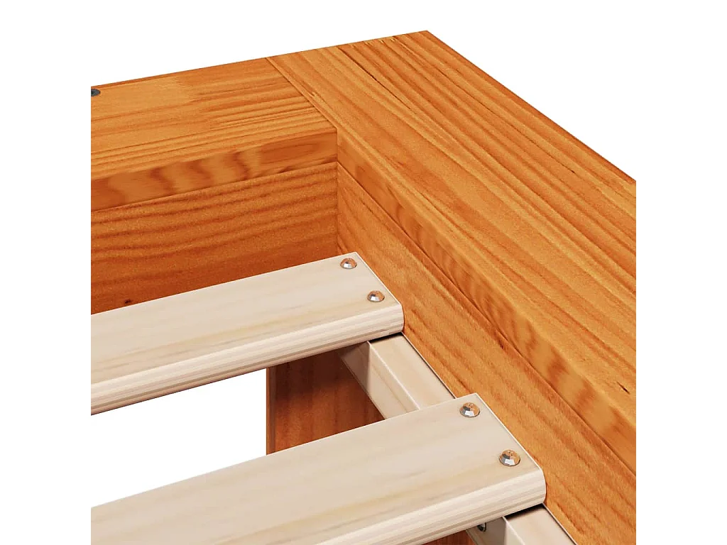 Cadre de lit sans matelas cire marron 160x200cm bois pin massif