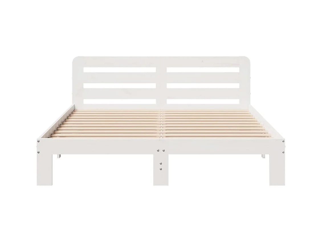 Cadre de lit sans matelas blanc 160x200 cm bois de pin massif