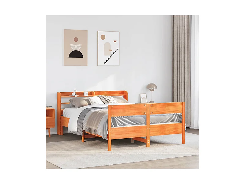 Cadre de lit sans matelas cire marron 120x200cm bois pin massif