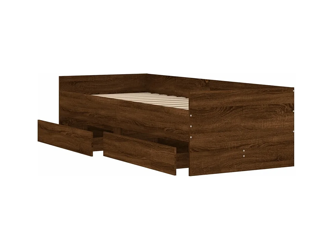 Bettgestell mit Schubladen Braun Eichen-Optik 90x190 cm