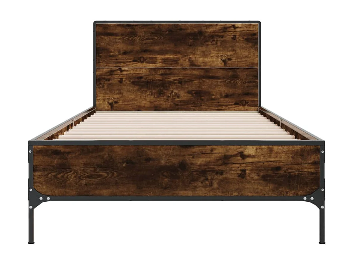 Bettgestell Räuchereiche 90x200 cm Holzwerkstoff und Metall