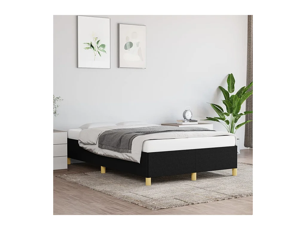 Cadre de lit sans matelas noir 120x190 cm tissu