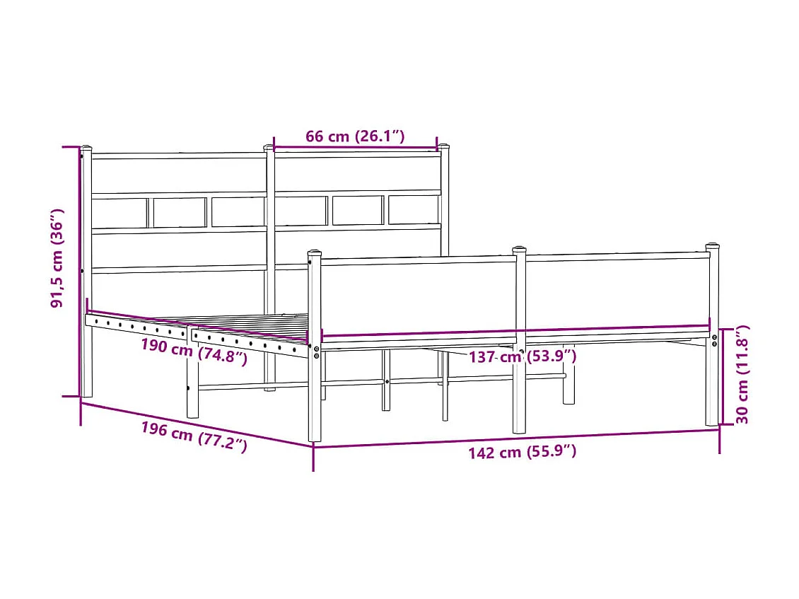 Bedframe zonder matras hout sonoma eikenkleurig 137x190 cm