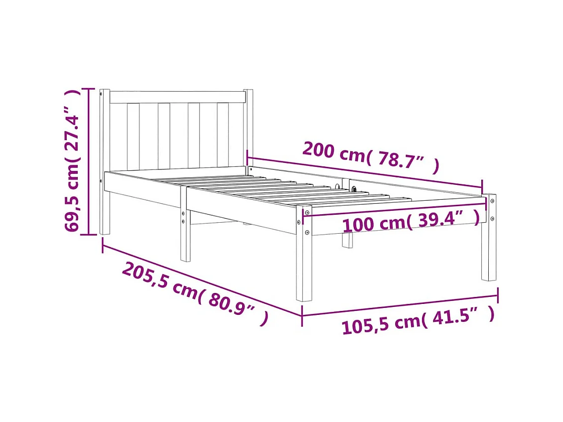 Giroletto senza Materasso Marrone Cera 100x200 cm Legno di Pino