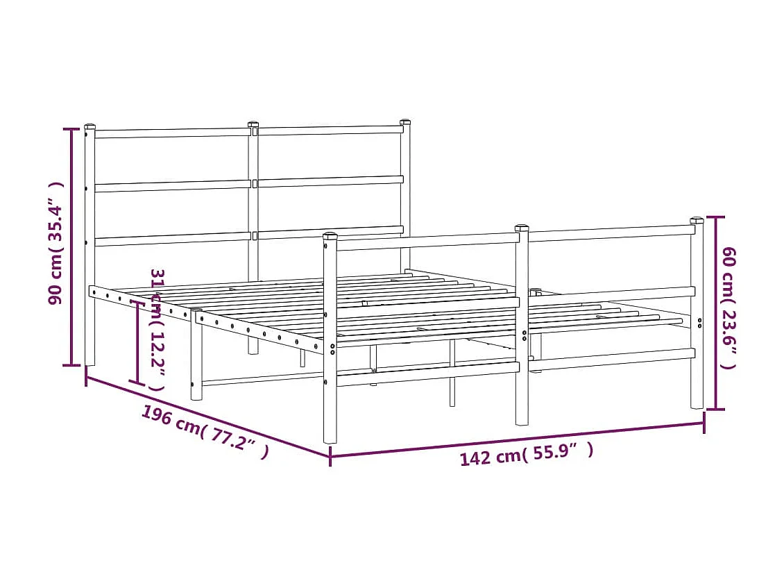 Cadre de lit sans matelas cire marron 100x200cm bois pin massif