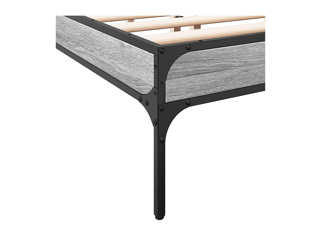 Estructura cama madera ingeniería metal gris Sonoma 120x190 cm