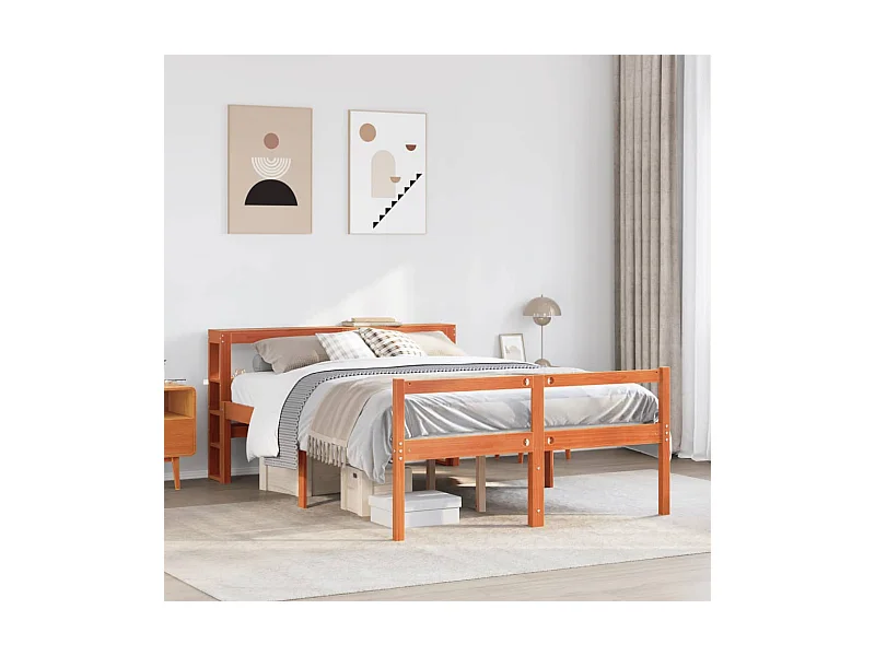 Giroletto con Testiera Marrone Cera 150x200 cm Massello Pino