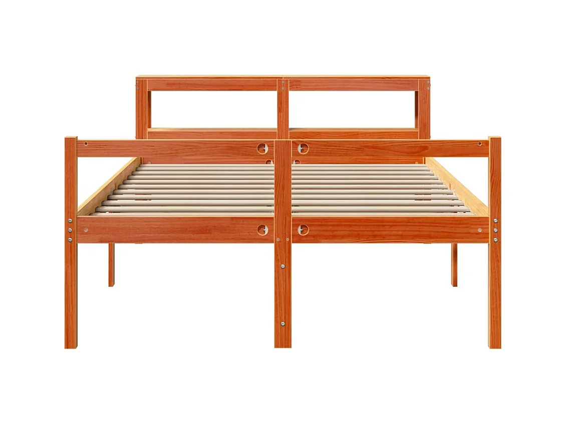 Giroletto con Testiera Marrone Cera 150x200 cm Massello Pino