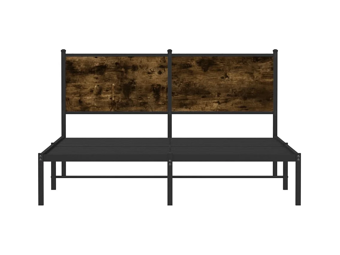 Estrutura de cama sem colchão 150x200 cm metal carvalho fumado