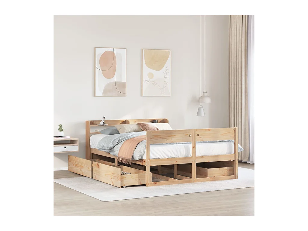 Cama sem colchão 150x200 cm madeira de pinho maciça