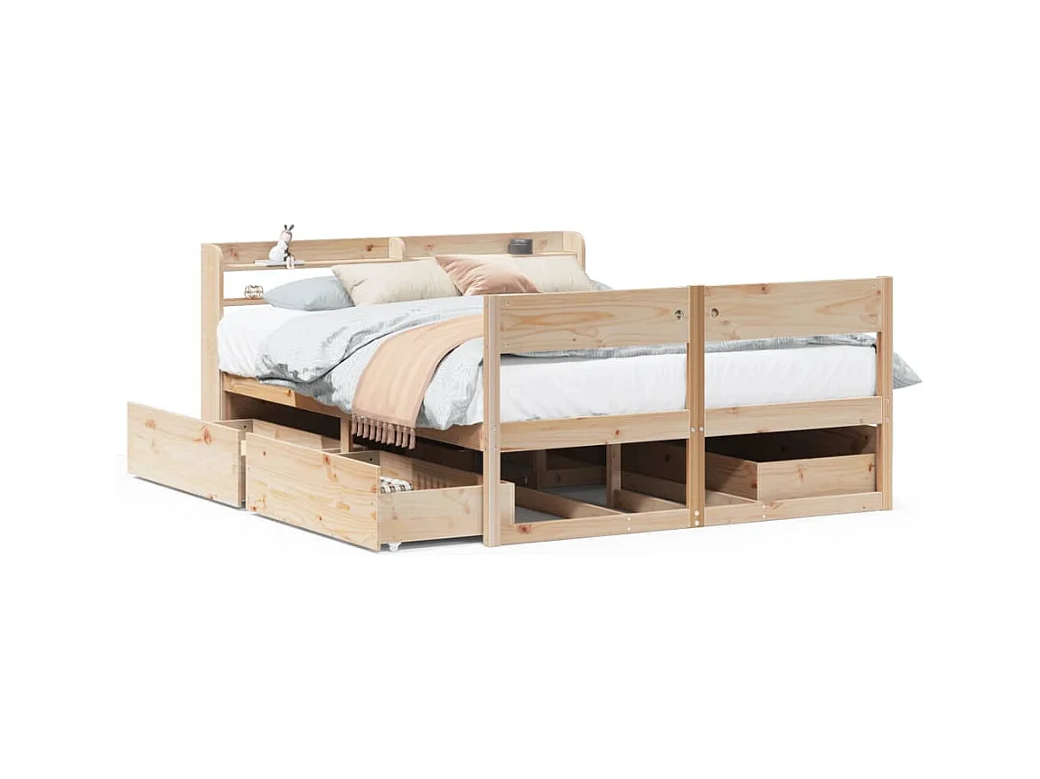 Bedframe zonder matras massief grenenhout 150x200 cm