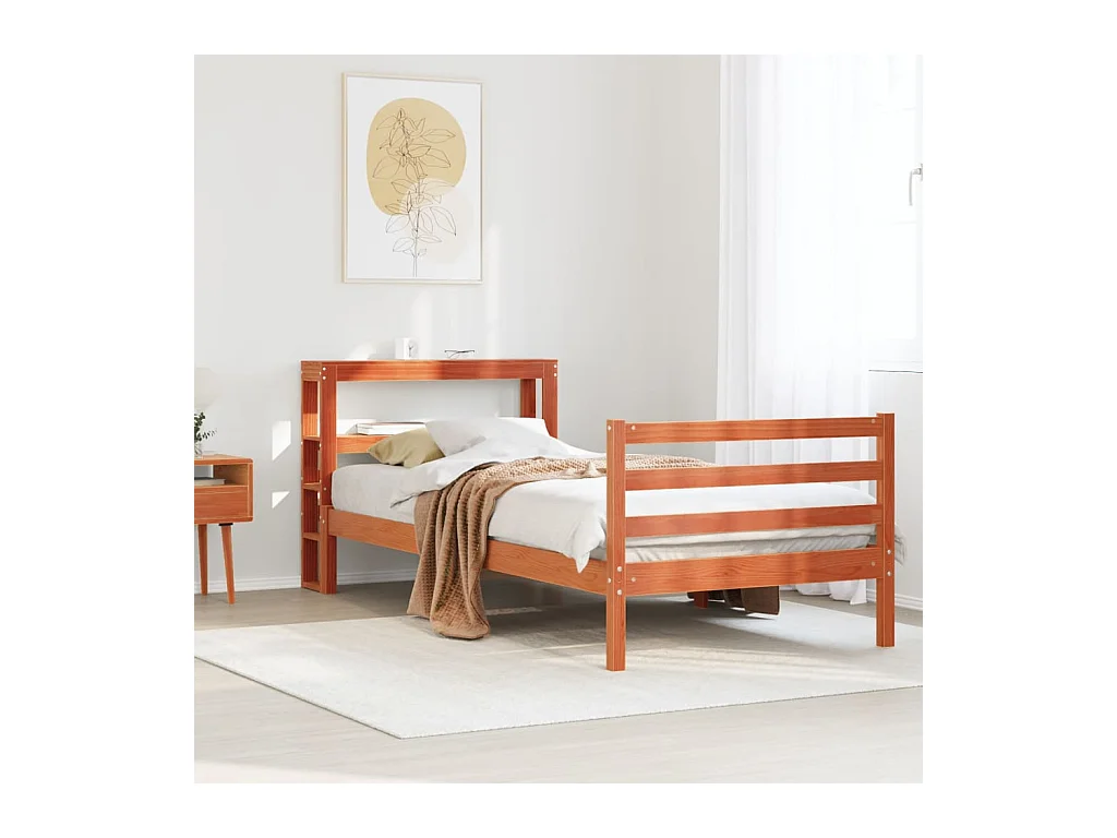 Cadre de lit sans matelas cire marron 75x190 cm bois pin massif