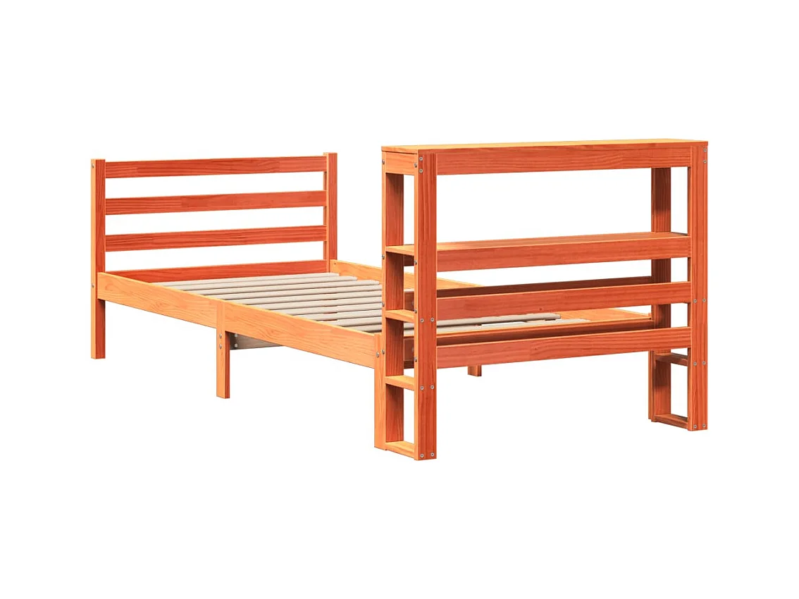 Cadre de lit sans matelas cire marron 75x190 cm bois pin massif