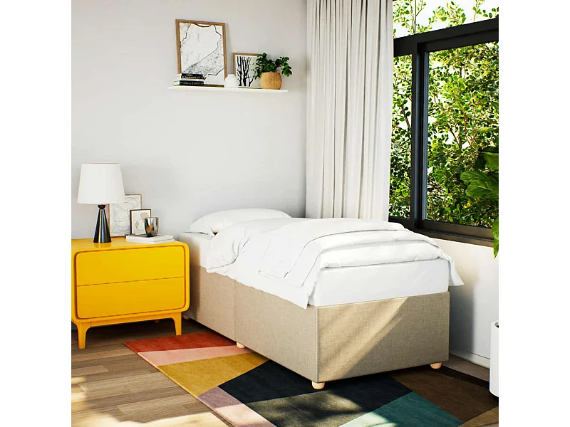 Bettgestell Creme 90x200 cm Stoff