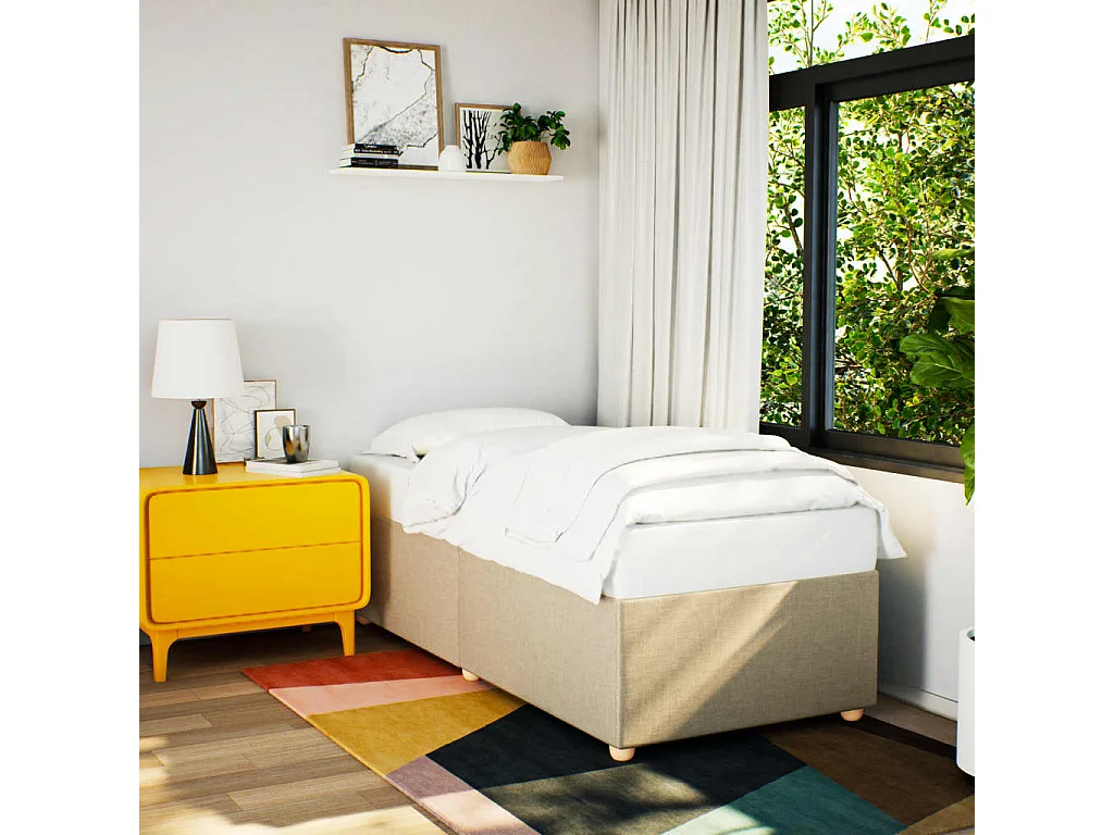 Bettgestell Creme 90x200 cm Stoff