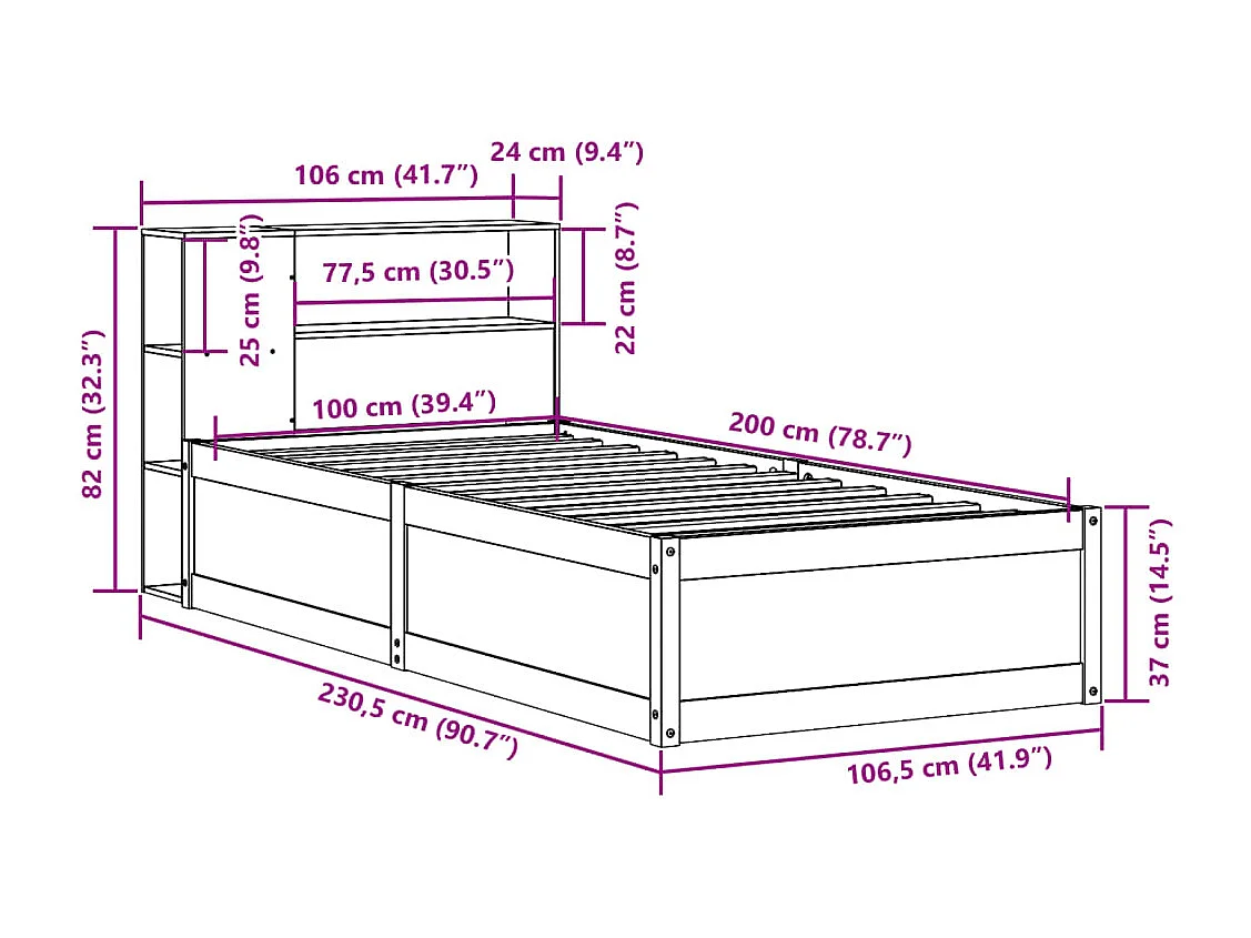 Cadre de lit sans matelas gris foncé 90x190 cm tissu