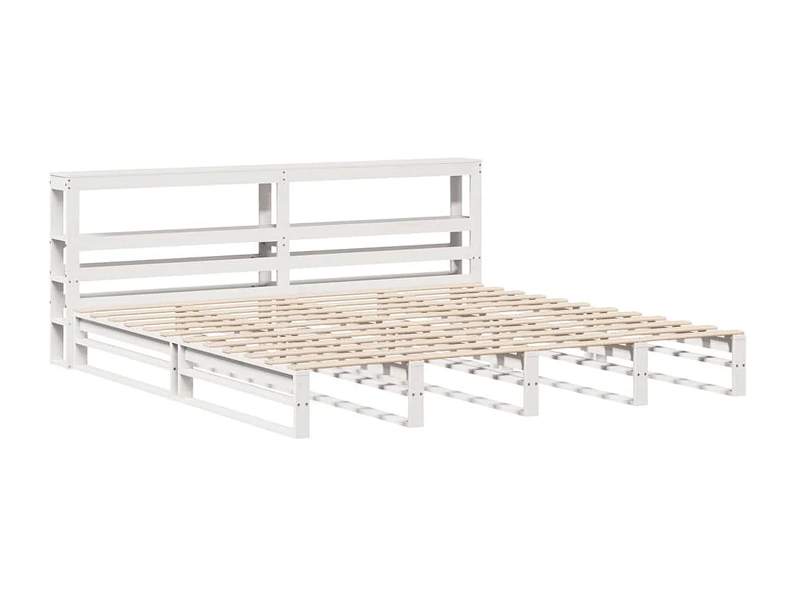Cadre de lit sans matelas blanc 200x200 cm bois massif de pin