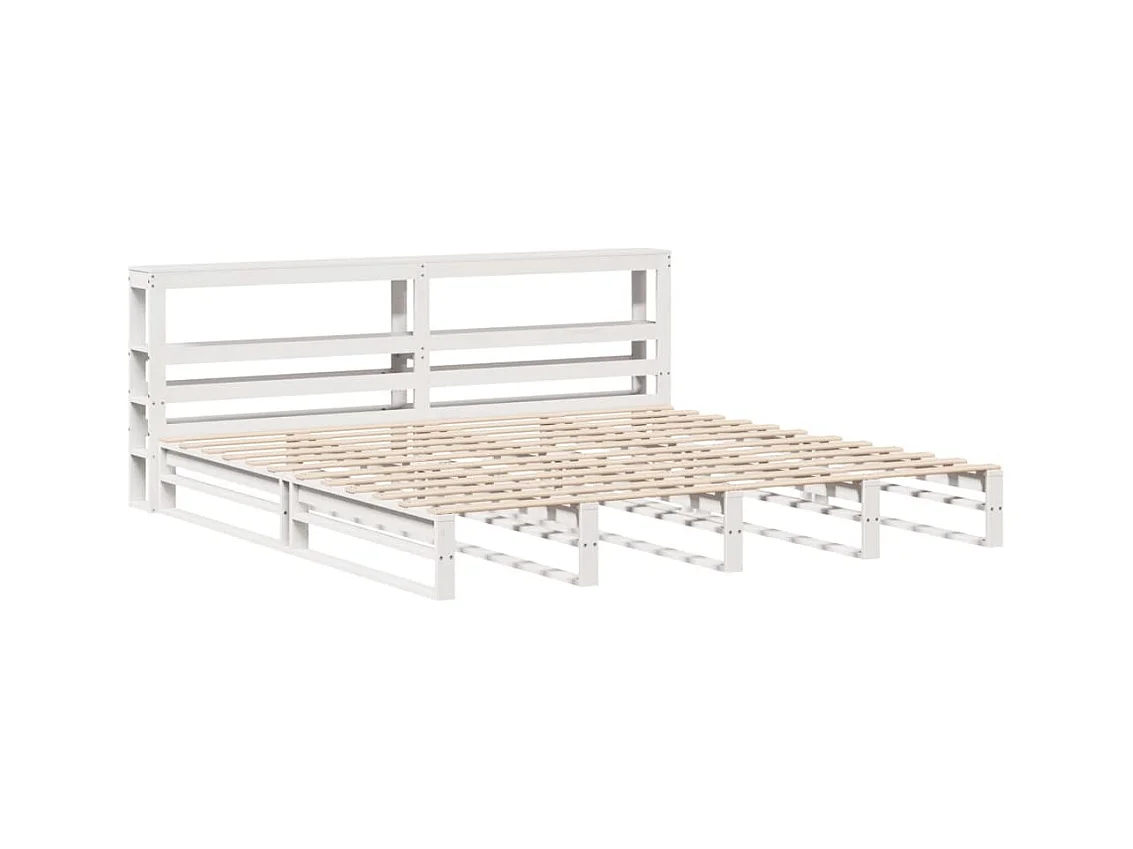 Cadre de lit sans matelas blanc 200x200 cm bois massif de pin