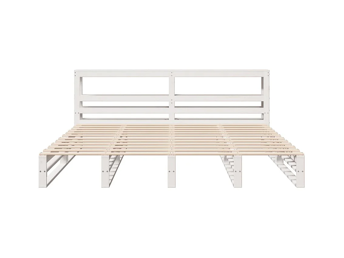 Cadre de lit sans matelas blanc 200x200 cm bois massif de pin