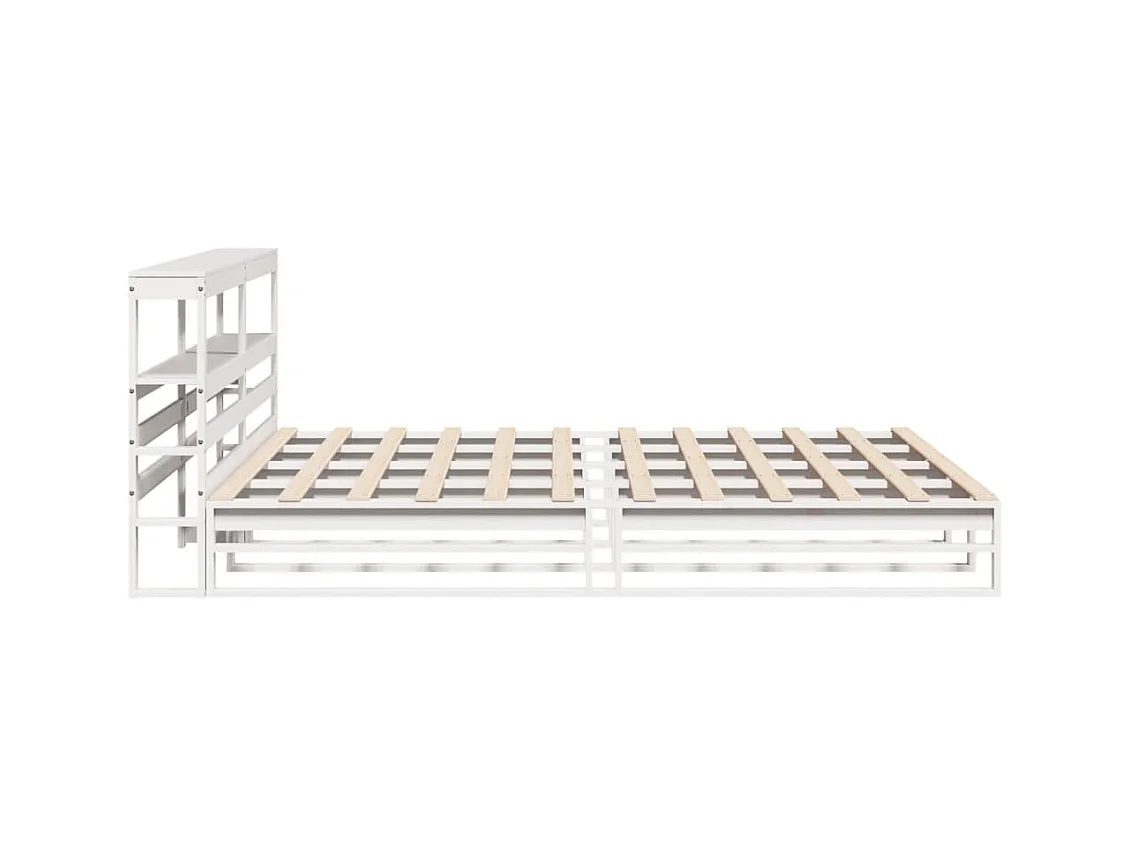 Cadre de lit sans matelas blanc 200x200 cm bois massif de pin
