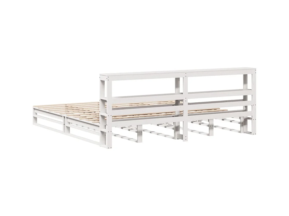 Cadre de lit sans matelas blanc 200x200 cm bois massif de pin