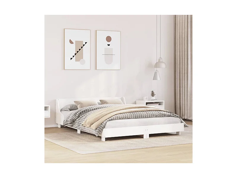 Cama sem colchão 120x190 cm madeira de pinho maciça branco