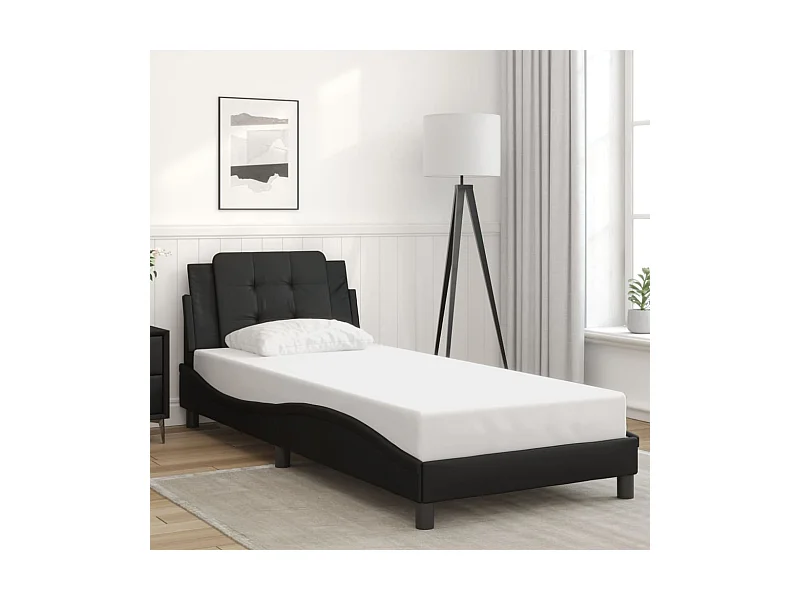 Giroletto con Testiera Nero 90x200 cm in Similpelle