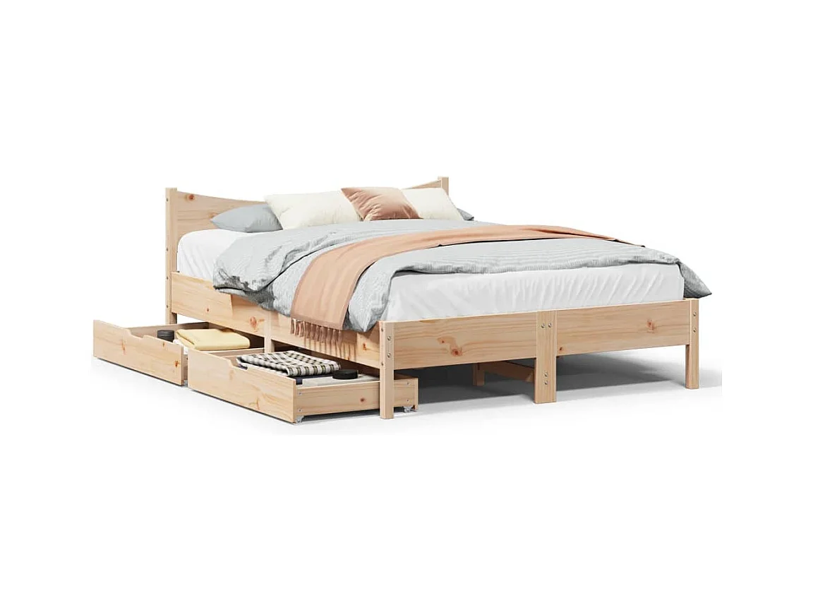 Bedframe met lades massief grenenhout 120x200 cm