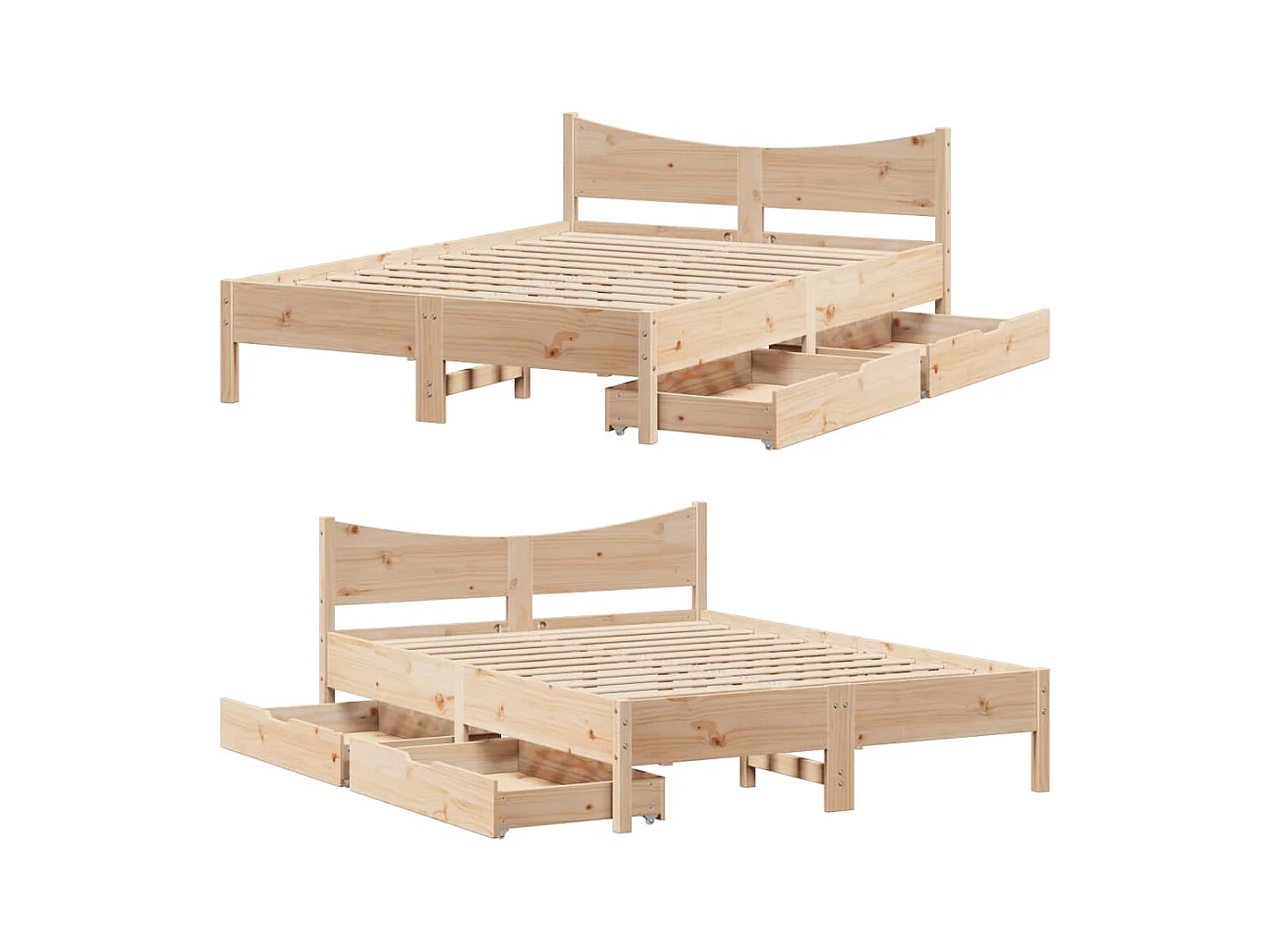Bedframe met lades massief grenenhout 120x200 cm