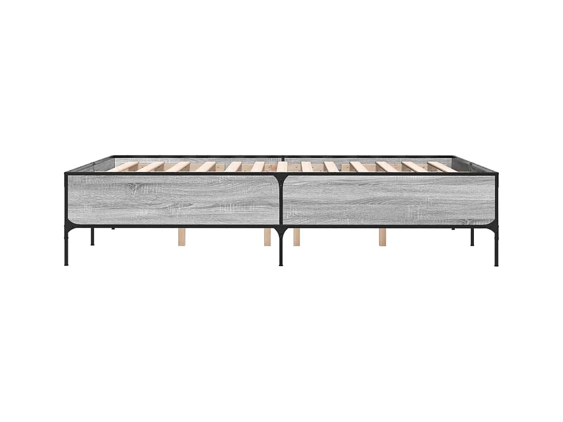Estructura cama madera ingeniería metal gris Sonoma 120x190 cm